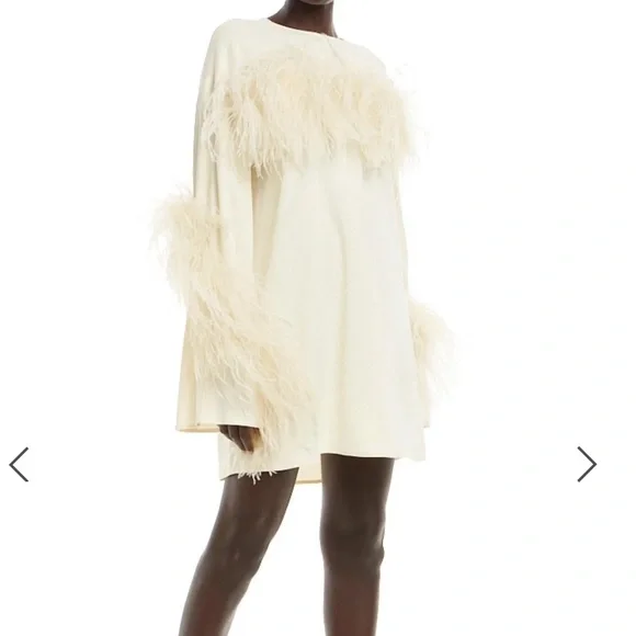 Lapointe | Dresses | Crepe Shift Dress With Feathers Elegant Cream  Feathered Dress | Poshmark